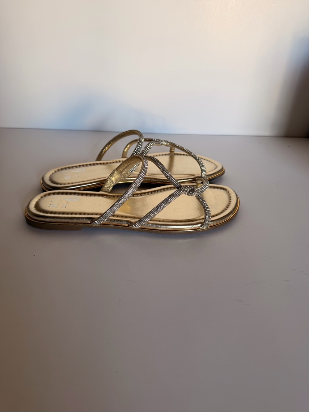 Mix No. 6 Metallic Gold Strappy Slide Sandals